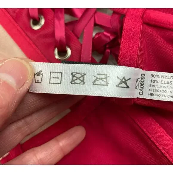 Coquette Women's Size S Red Floral Lace Boned Hook and Loop Lace Up Corset * - Picture 7 of 7